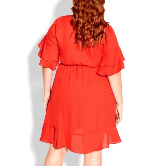 NWT CITY CHIC Isabella Dress - tigerlily orange/red  *NWT* - Picture 6 of 7